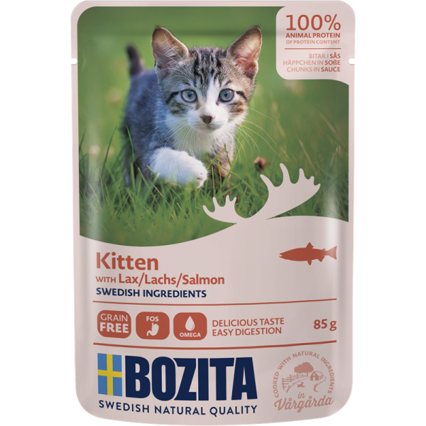 Bozita Cat Häppchen in Soße Lachs für Kitten 85g Pouch-Beutel