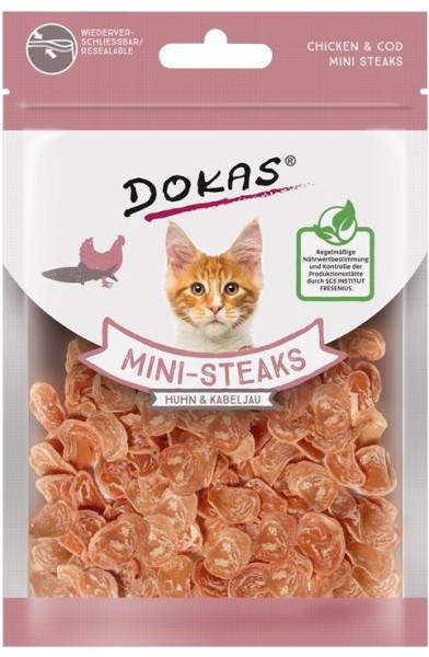 Dokas Katze Snack Ministeak Huhn & Kabeljau 25g