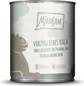 MjAMjAM Katze - Kalb & Truthahn an leckeren Möhrchen, 800g Dose