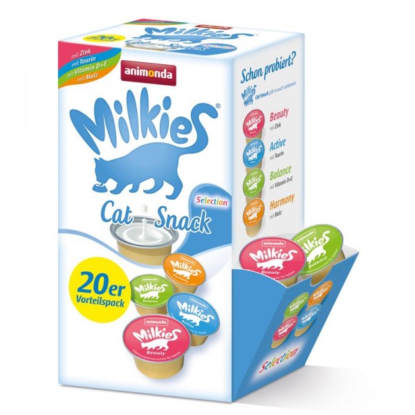 Animonda Cat-Snack Milkies Selektion - 20 x 15g Portions-Cup in Spenderbox