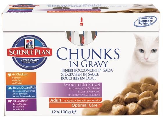 Hills Science Plan Katze Adult - 6 x Huhn, 3 x Seefisch & 3 x Rind je 85g Multipack