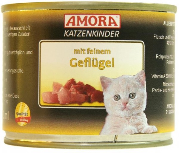 *** AMORA Katzenkinder mit feinem Geflügel - 200g Dose [*** AUSLAUFARTIKEL]