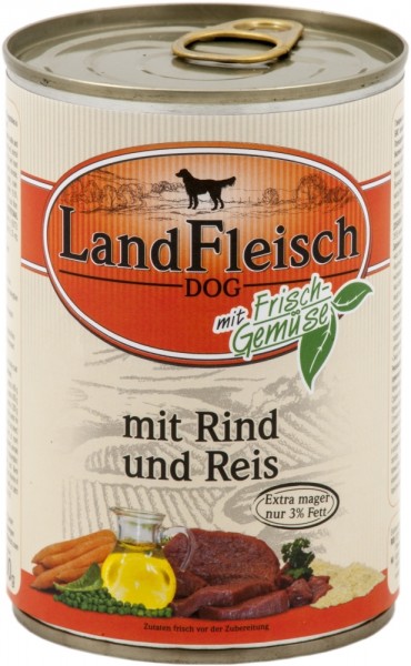 Landfleisch Dog Rind & Reis - 400g Dose