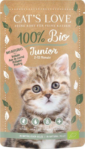 CAT´S LOVE JUNIOR BIO Geflügel 100g Pouch-Beutel