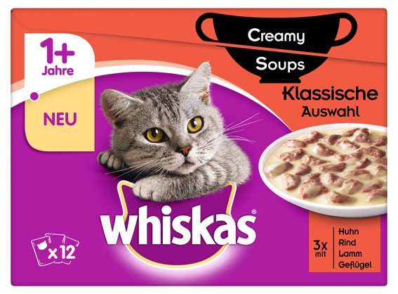 Whiskas Portionsbeutel Multipack Creamy Soups klassische Auswahl 12x85g