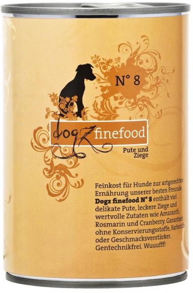 Dogz finefood Dose No. 8 Pute & Ziege 400g