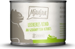 MjAMjAM für Katzen - Leckeres Rind an gedämpftem Kürbis, 200g Dose