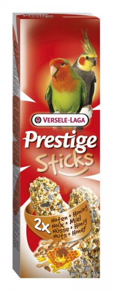 Versele-Laga Prestige Sticks Großsittiche Nüsse & Honig - 2 Stück - 140g Frischepack