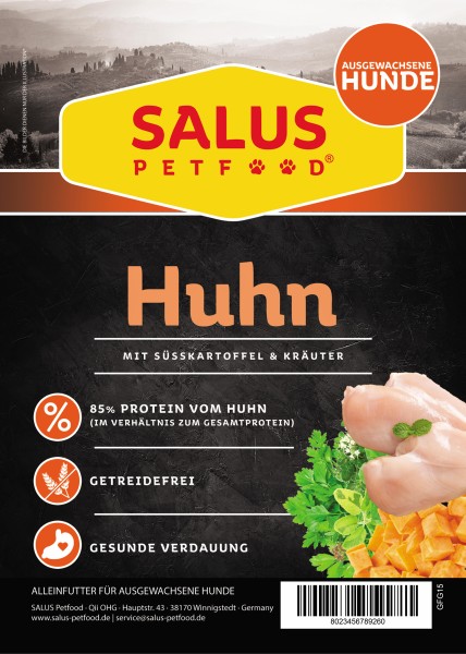 SALUS Petfood · Huhn mit feinen Kräutern · getreidefrei