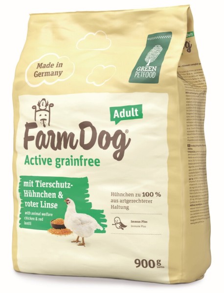 FarmDog Active grainfree Hühnchen + Linsen 900g Beutel