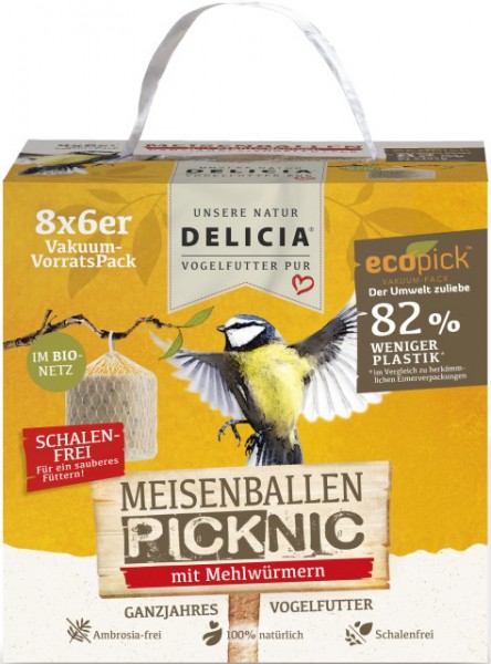 DELICIA MeisenBallen Picknik 48er mit Mehlwürmern - im Bi
