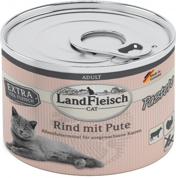 LandFleisch Cat Adult Pastete mit Rind & Pute, 195g Dose