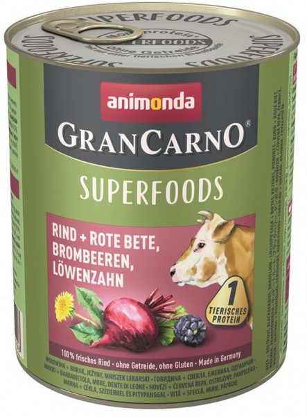 Animonda GranCarno Dog - Dose Adult Superfood Rind & Rote Beete 800g
