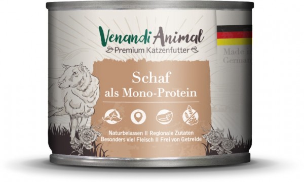 Venandi Animal Premium Katzennassfutter mit Schaf als Monoprotein 200g Dose