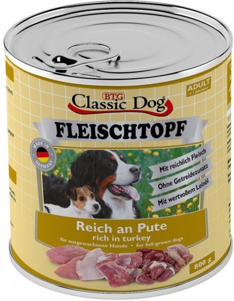 Classic Dog Dose Adult Fleischtopf Pur Reich an Pute 800g
