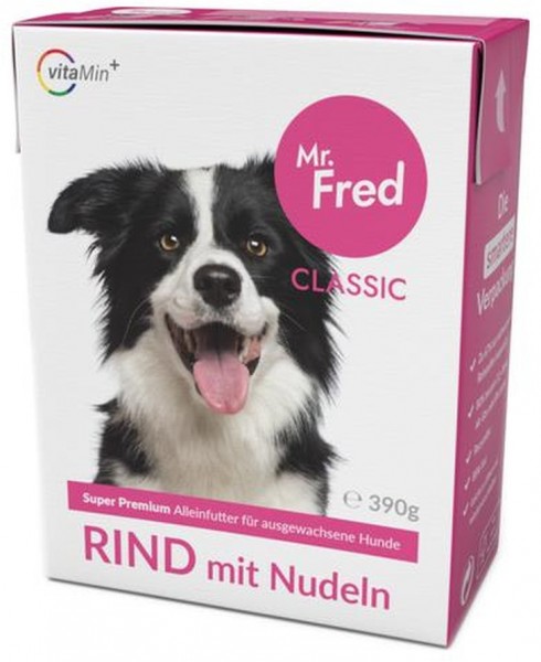 *** Mr. Fred Dog Classic Adult Rind & Nudeln - 390g Tetra [*** AUSLAUFARTIKEL]