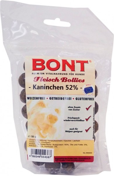 Fleisch-Bollies Kaninchen, Ei und Lachsöl 150g
