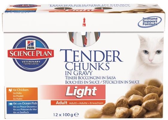 Hills Science Plan Katze Adult light - 6 x Huhn & 6 x Seefisch je100gr Multipack