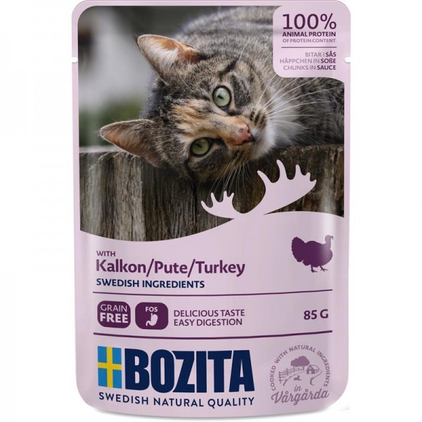 Bozita Katze Pouch Häppchen in Soße mit Pute 85g