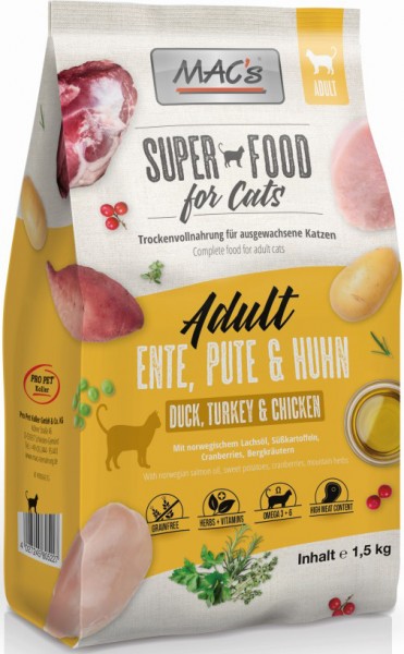 MACs Cat Adult Ente, Pute & Huhn - 1,5kg Beutel