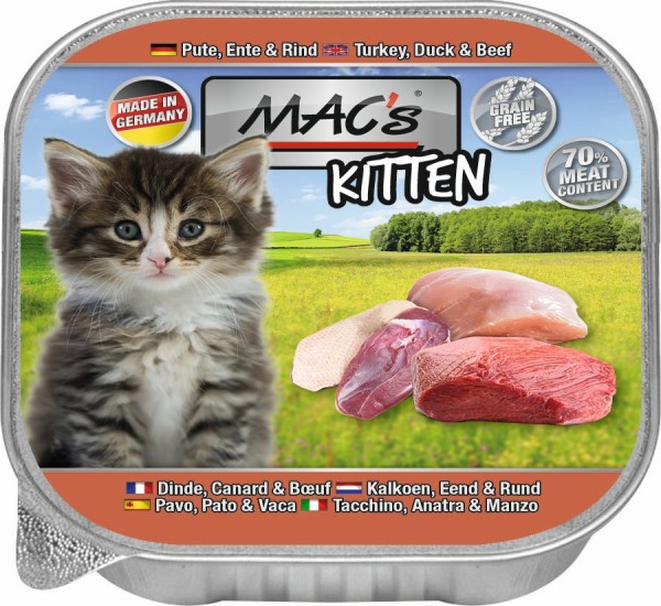 MACs Cat Kitten Pute, Ente & Rind - 85g Schale