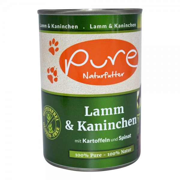 PURE Naturfutter Hundemenü CLASSIC Lamm & Kaninchen mit K