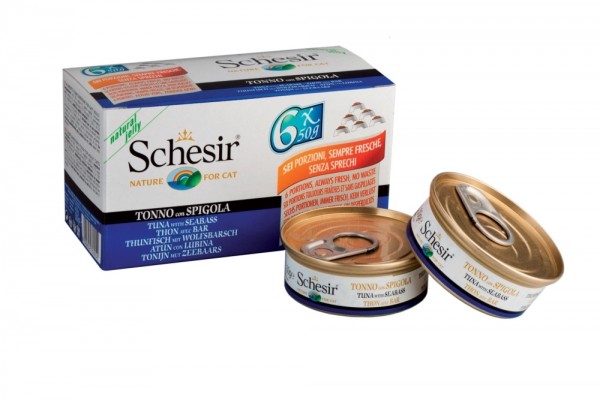 Schesir Cat - Thunfisch & Seebarsch Multipack - 6x50g Dose