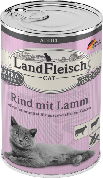 LandFleisch Cat Adult Pastete mit Rind+Lamm 400 g