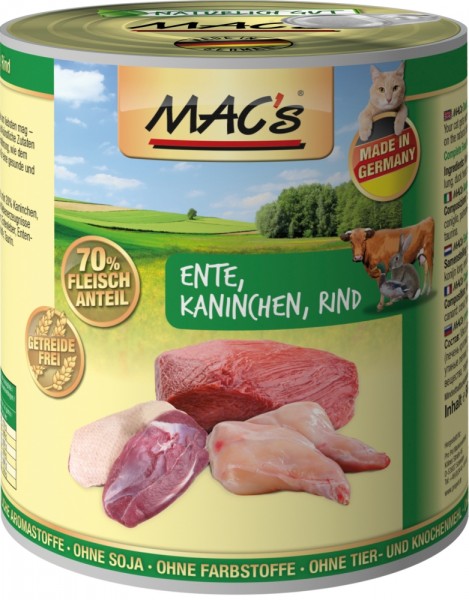 MACs Cat Ente, Kaninchen & Rind - 800g Dose