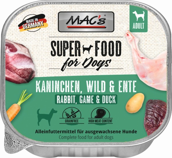 MACs Dog Kaninchen, Wild & Ente - 150g Schale