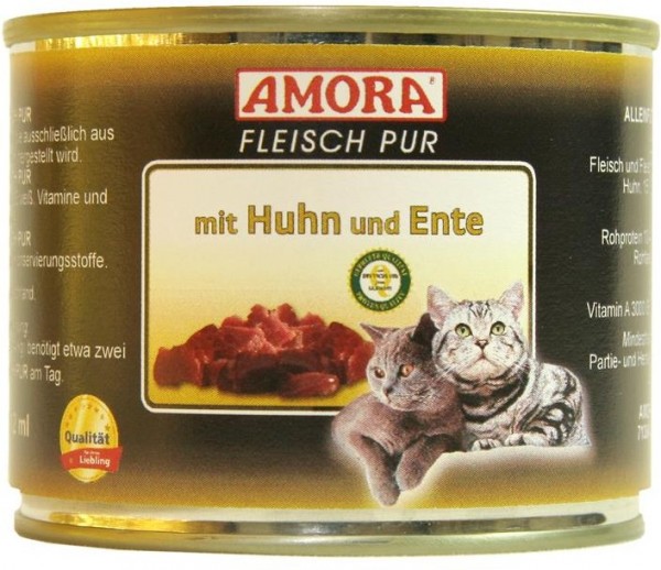 *** AMORA Fleisch Pur mit Huhn & Ente - 200g Dose [*** AUSLAUFARTIKEL]