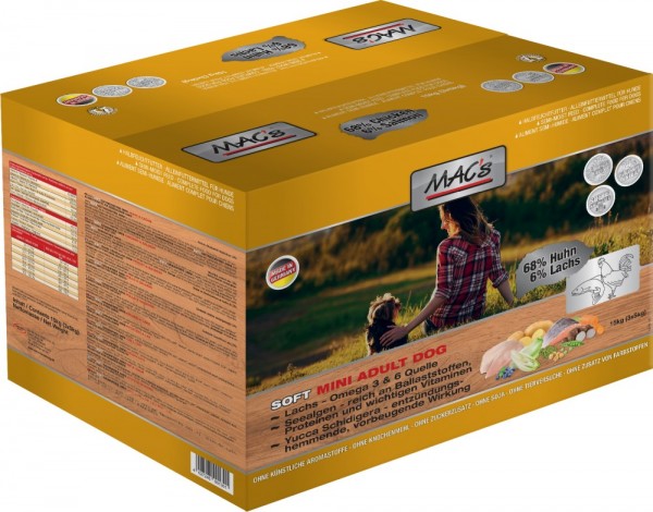 MACs Dog Soft Mini Huhn & Lachs - 3x5kg Gebinde