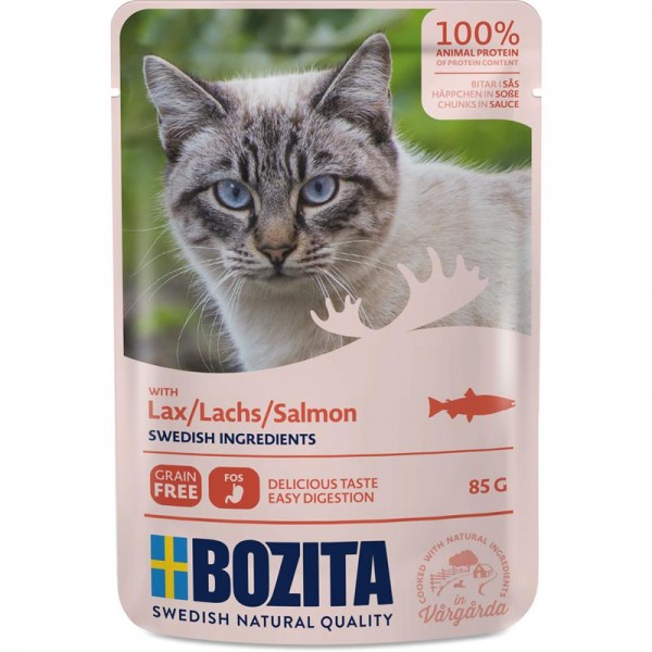 Bozita Katze Pouch Häppchen in Soße mit Lachs 85g