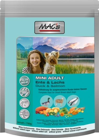 *** MACs Dog Mini Adult Ente, Lamm & Lachs - 750 g Frischebeutel [*** AUSLAUFARTIKEL]