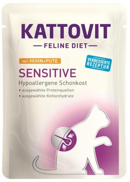 Kattovit Feline Diet - Sensitive mit Huhn & Pute - 85g Frischebeutel