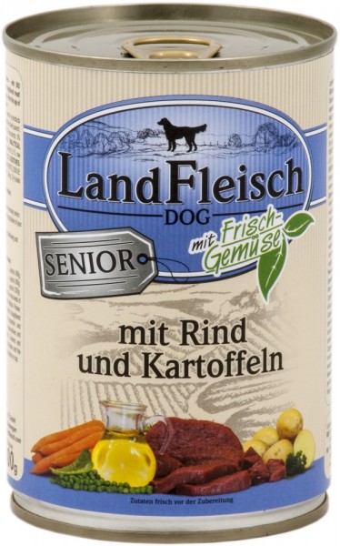LandFleisch Dog Senior mit Rind & Kartoffeln, 400g Dose