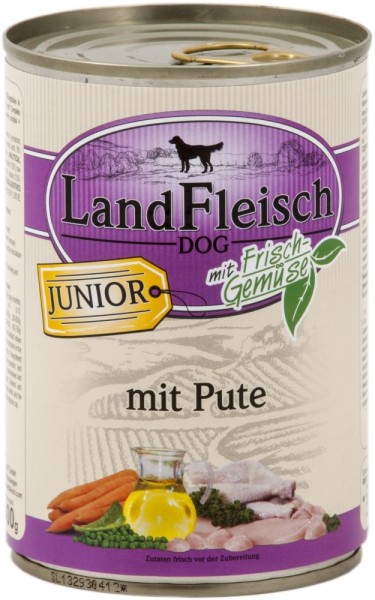 LandFleisch Dog Junior mit Pute, 400g Dose