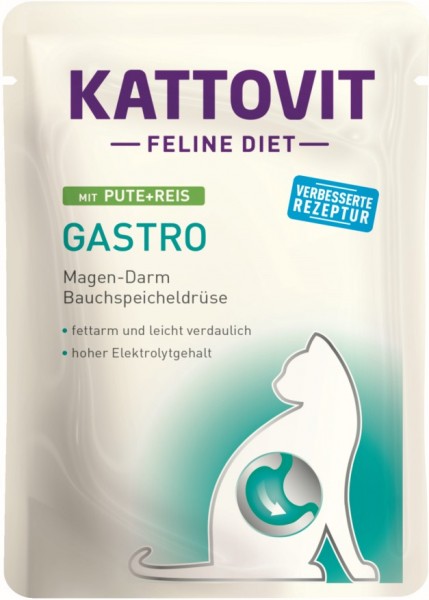 Kattovit Feline Diet - Gastro mit Pute & Reis - 85g Frischebeutel