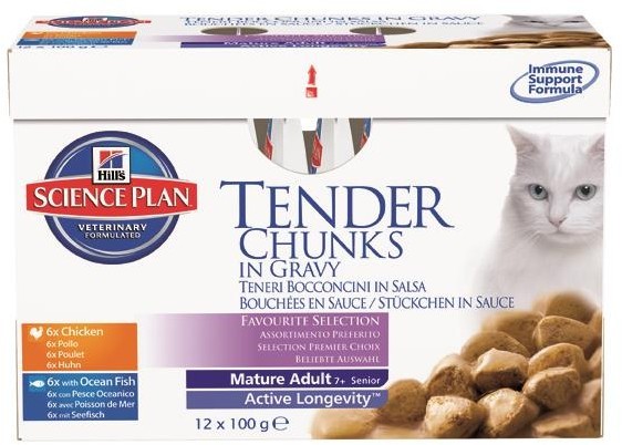 Hills Science Plan Katze Mature Adult - 6 x Huhn & 6 x Seefisch je 100g Multipack