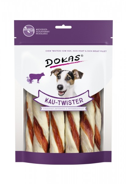 Dokas Kau-Twister Rinderhaut, Entenherz & Entenbrust 200g