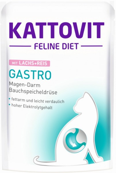 Kattovit Feline Diet - Gastro mit Lachs & Reis - 85g Frischebeutel