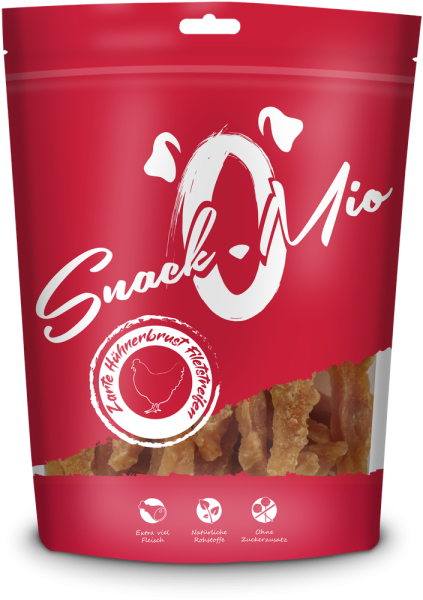 SnackOMio Dog - zarte Hühnerbrust Filetstreifen 70g