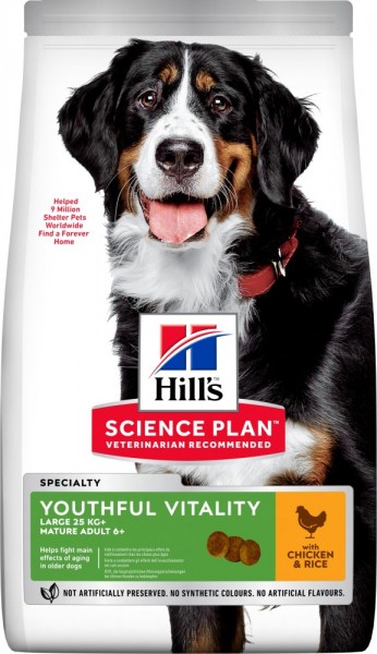 Hills Science Plan Hund Mature Adult 6+ Youthful Vitality Large - 14kg Sack