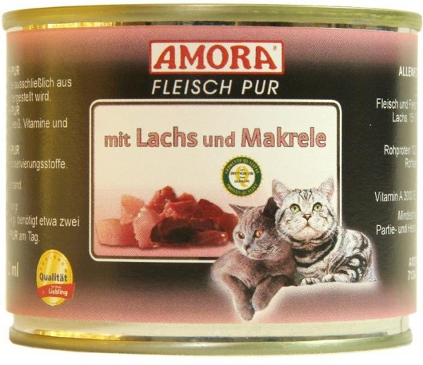 *** AMORA Fleisch Pur mit Lachs & Makrele - 200g Dose [*** AUSLAUFARTIKEL]