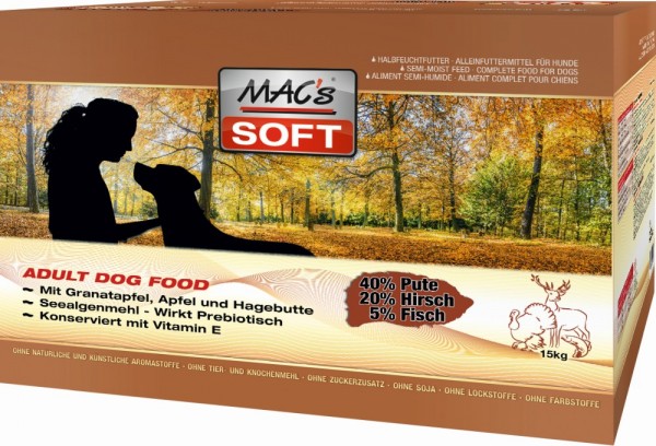 MACs Dog Soft Adult Pute, Hirsch & Fisch 3x5kg Karton