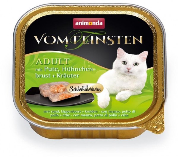 Animonda vom Feinsten mit Schlemmerkern mit Pute, Hühnchenbrust & Kräuter - 100g Schale