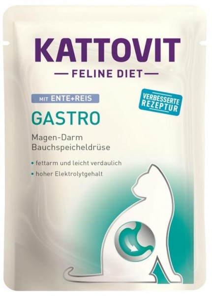 Kattovit Feline Diet - Gastro mit Ente & Reis - 85g Frischebeutel