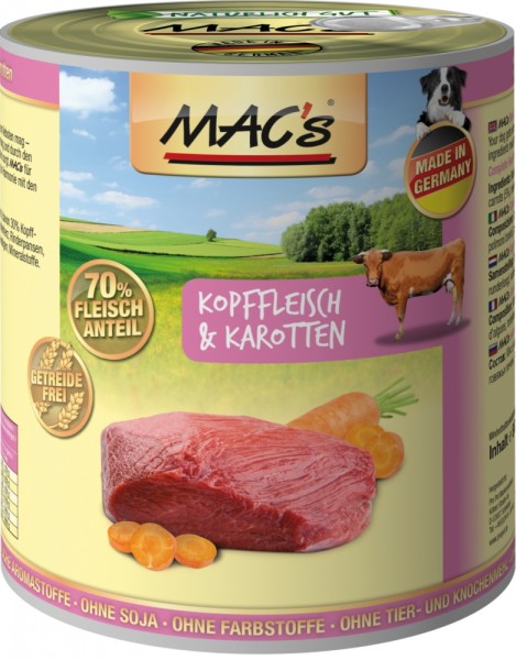 MACs Dog Kopffleisch & Karotten - 800g Dose