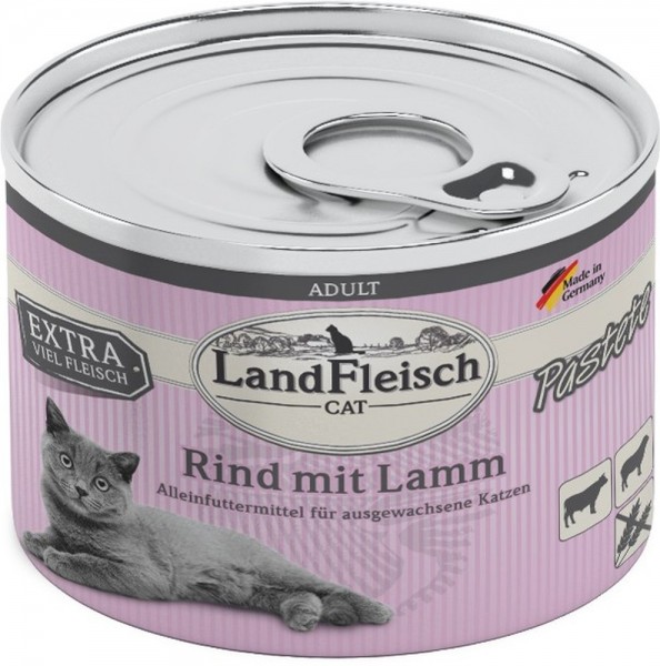 LandFleisch Cat Adult Pastete mit Rind & Lamm, 195g Dose