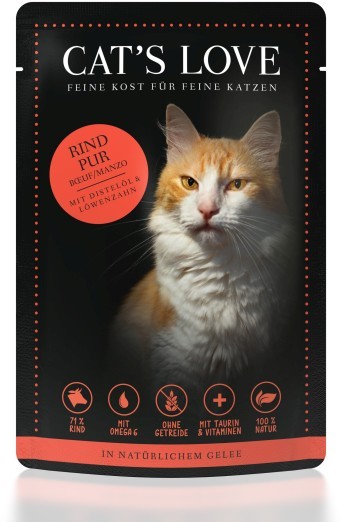 CAT´S LOVE Rind Pur 85g Pouch-Beutel